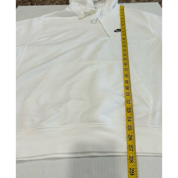 Nike Sweatshirt Men's Size M White Embroidered Swoosh Fleece Pullover Hoodie - Picture 6 of 10
